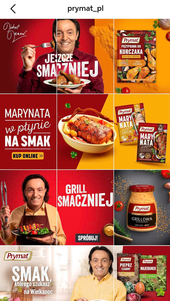 przykład zdjęć na instagramie z profilu Prymat