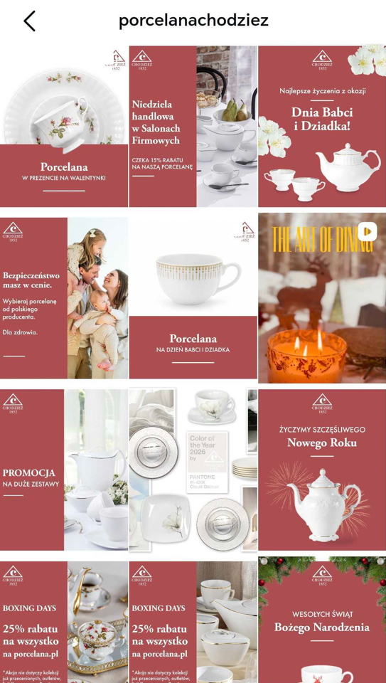 spójne zdjęcia na instagramie Porcelana Chodzież