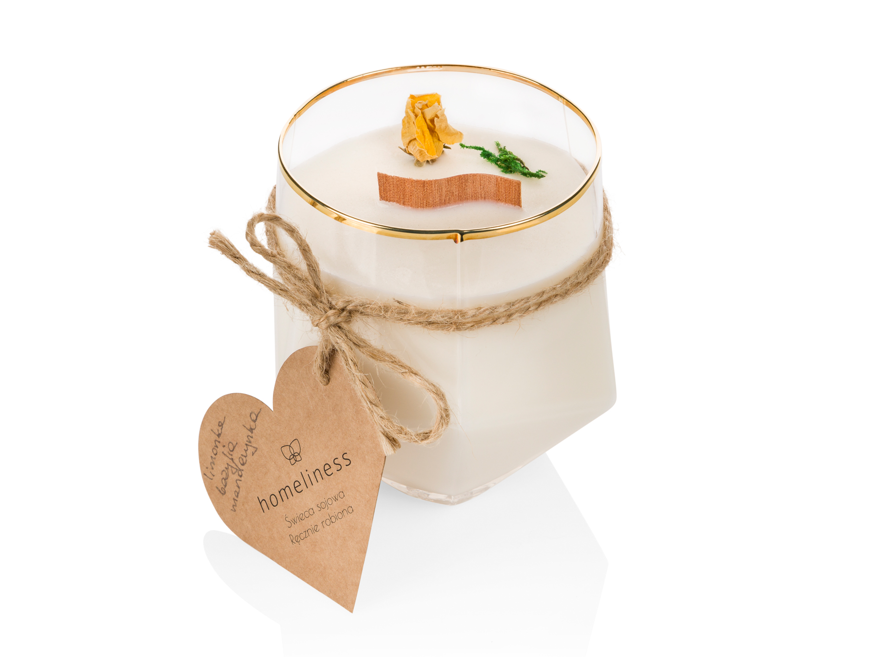 Odbicie - packshot ze świecą.